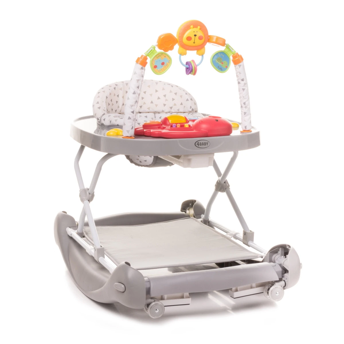 4Baby Swing'n Push Grey 3- In-1 Loopstoel Met Schommelfunctie - Afbeelding 4