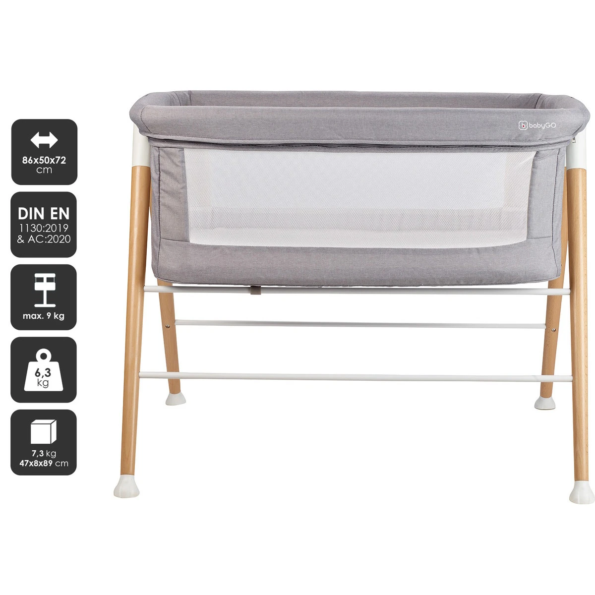 Babygo Goodnight Grey Wieg 4361 7 Babygo Goodnight Grey Wieg 4361 - Afbeelding 5