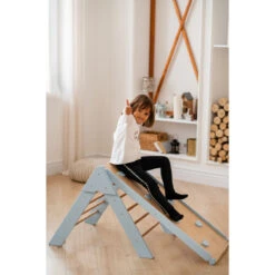 Luna Toys Blauw Houten Klimrek Met Glijbaan LU-36967 -Baby Thuis Verkoop blue 2