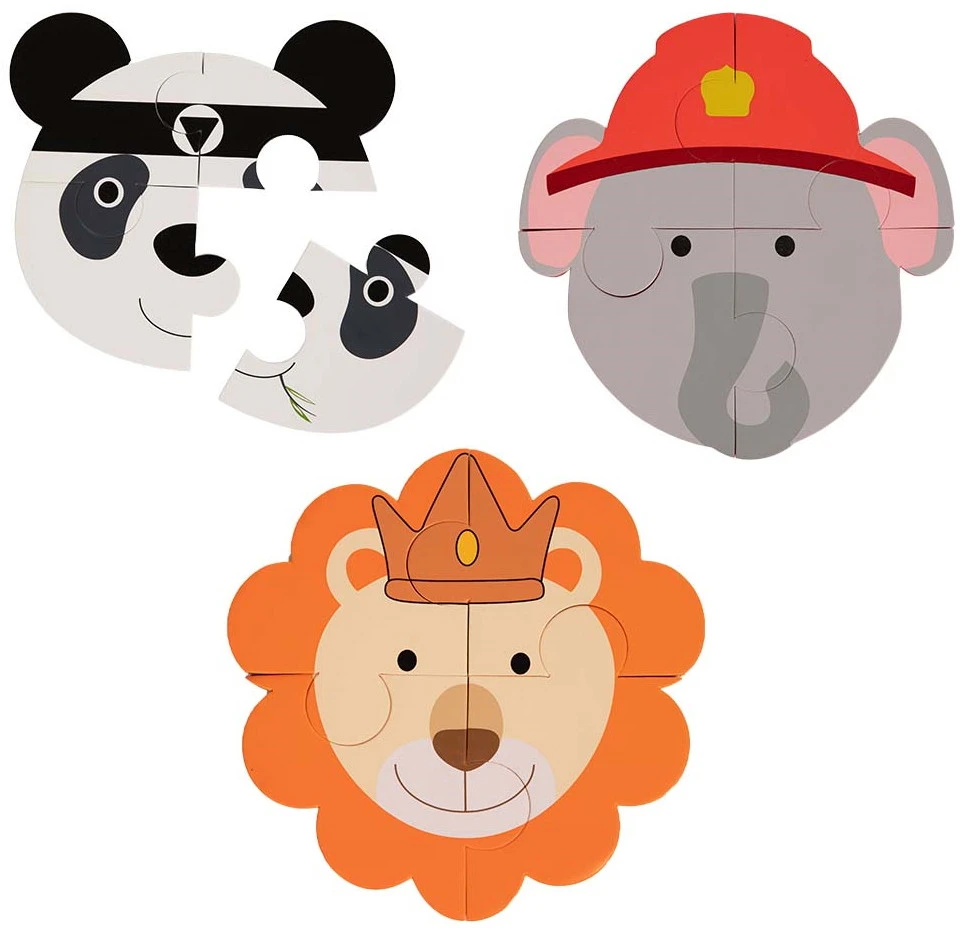 Bo Jungle B-Animal Panda Olifant Leeuw 3 Stuks Puzzel B950000