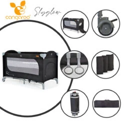 Cangaroo Skyglow 2 Black Campingbed Incl. Bodemverhoger -Baby Thuis Verkoop cangaroo skyglow 2 black campingbed 10