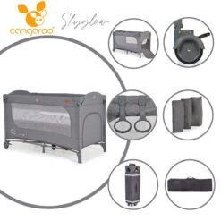 Cangaroo Skyglow 2 Grey Campingbed Incl. Bodemverhoger -Baby Thuis Verkoop cangaroo skyglow 2 grey campingbed 12