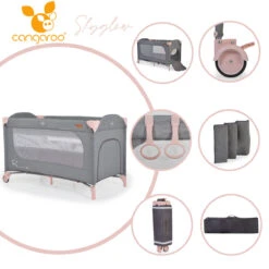 Cangaroo Skyglow 2 Pink Campingbed Incl. Bodemverhoger -Baby Thuis Verkoop cangaroo skyglow 2 pink campingbed 10