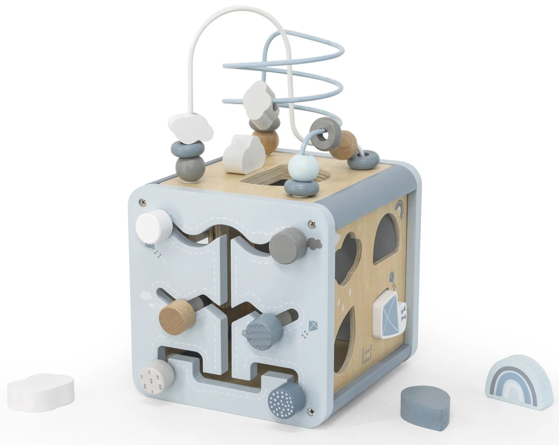 Label Label Blauw Houten Activiteitenkubus LLWT-34307 4 Label Label Blauw Houten Activiteitenkubus LLWT-34307 - Afbeelding 2