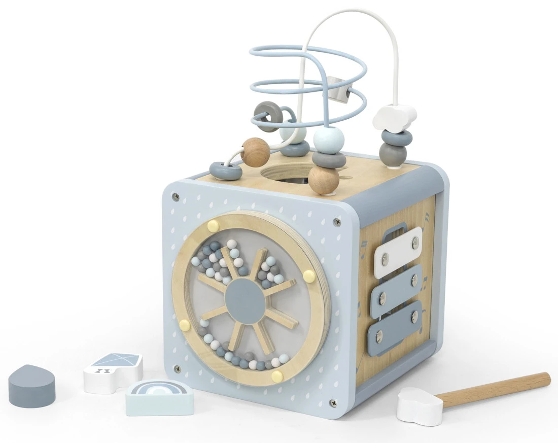 Label Label Blauw Houten Activiteitenkubus LLWT-34307 5 Label Label Blauw Houten Activiteitenkubus LLWT-34307 - Afbeelding 3