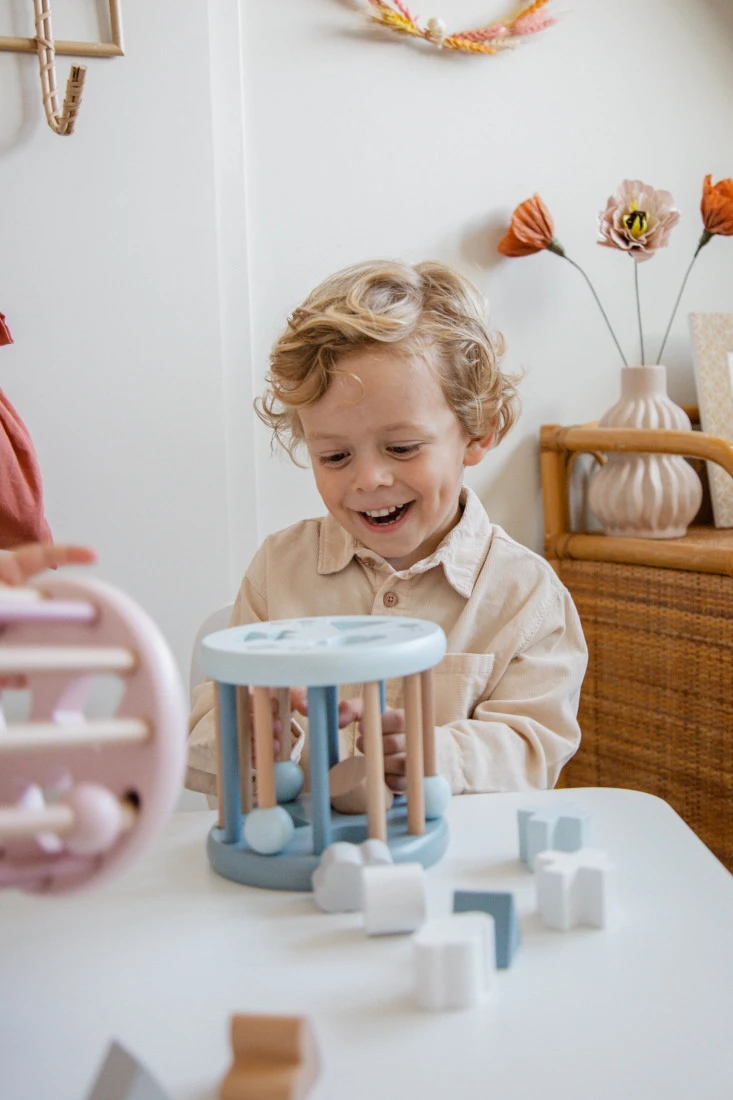 Label Label Blauw Houten Rollende Vormenstoof LLWT-34338 6 Label Label Blauw Houten Rollende Vormenstoof LLWT-34338 - Afbeelding 4