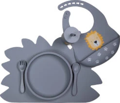Tryco Dusty Blue Siliconen Bord TR-392819 -Baby Thuis Verkoop lion dusty blue silicone collection 01 2