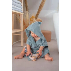 Label Label Silver Blue Badstof/Hydrofiel Badjas LLTT-934673 -Baby Thuis Verkoop lltt 934673 bath robe silver blue 01 1