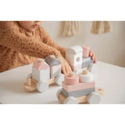 Label Label Roze Houten Speelgoed Trein LLWT-25163 -Baby Thuis Verkoop llwt 25163 5420067925163 stacking train pink 03
