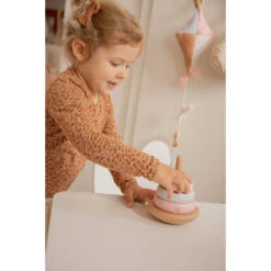 Label Label Roze Houten Tuimelring Piramide LLWT-25224 -Baby Thuis Verkoop llwt 25224 5420067925224 stacking rings balance pink 02