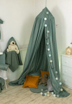 MamaLoes Amy Pure Stonegreen Klamboe 80100 -Baby Thuis Verkoop mamaloes amy pure stonegreen klamboe 80100