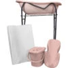 MamaLoes Licht Roze Badset Incl. Graphite Badstandaard -Baby Thuis Verkoop mamaloes licht roze badset incl. graphite badstandaard wit kussen