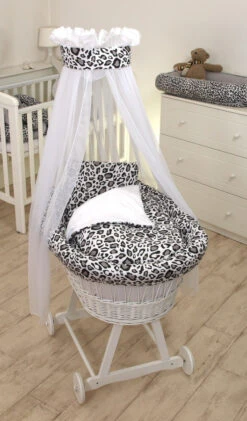 MamaLoes Panter Grijs Deluxe Wit Baby Wiegje 80749