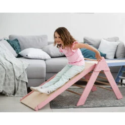 Luna Toys Roze Houten Klimrek Met Glijbaan LU-36974 -Baby Thuis Verkoop pink 3