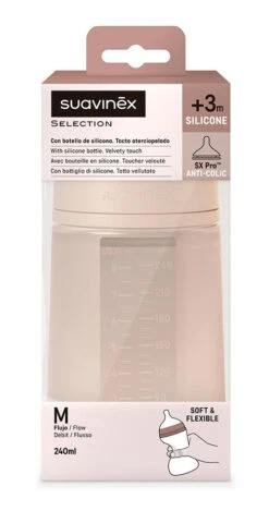 Suavinex Essence Pink Medium Flow 240 Ml Silicone Fles SXSEX20081207 -Baby Thuis Verkoop suavinex essence pink medium flow 240 ml silicone fles sxsex20081207 3